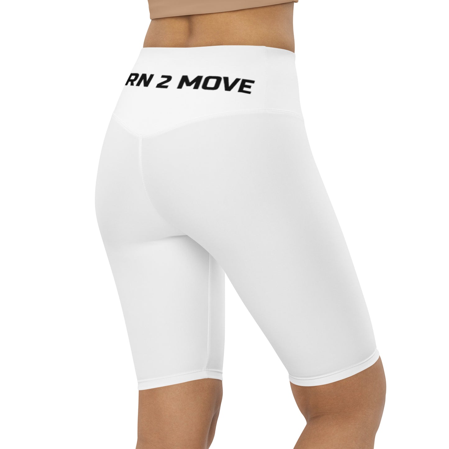 White "Born 2 Move" & "B" Biker Shorts