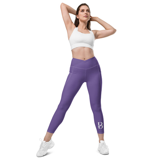 Premium Purple Born 2 Move "B" Crossover leggings with pockets