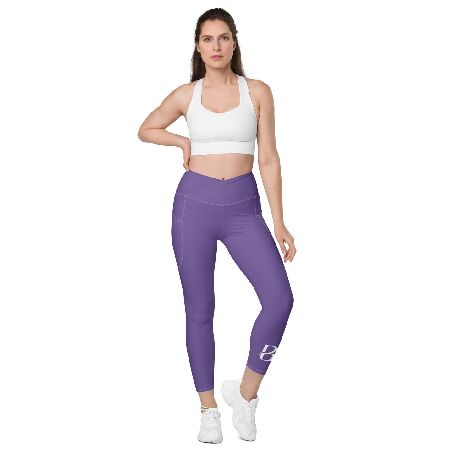 Premium Purple Born 2 Move "B" Crossover leggings with pockets