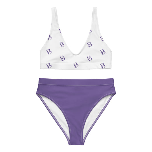 Purple Logo Born TO Move "B" Recycled high-waisted bikini