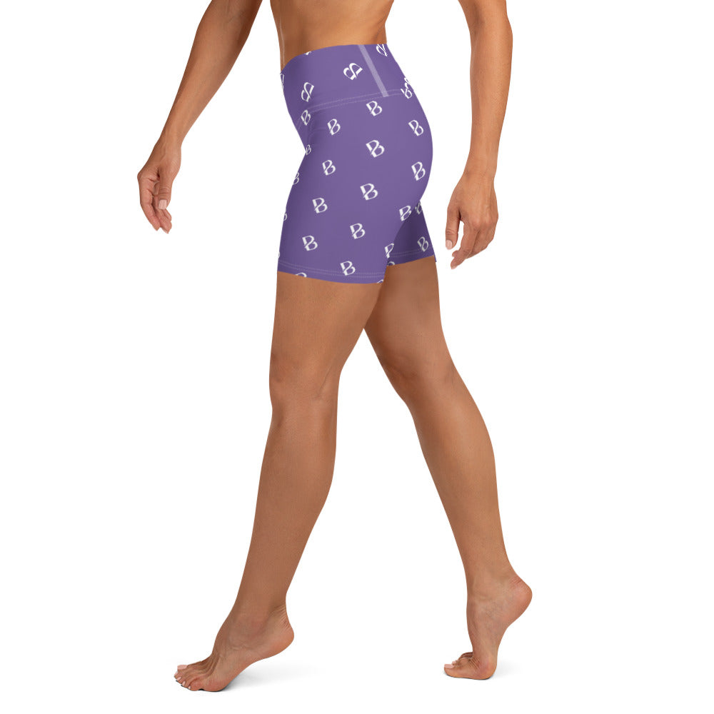 All Over Purple Logo Born 2 Move "B" Yoga Shorts