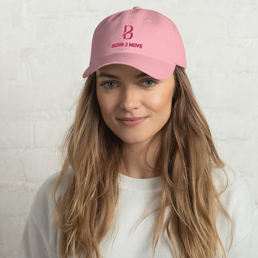 Pink Logo "Born 2 Move" Dad hat