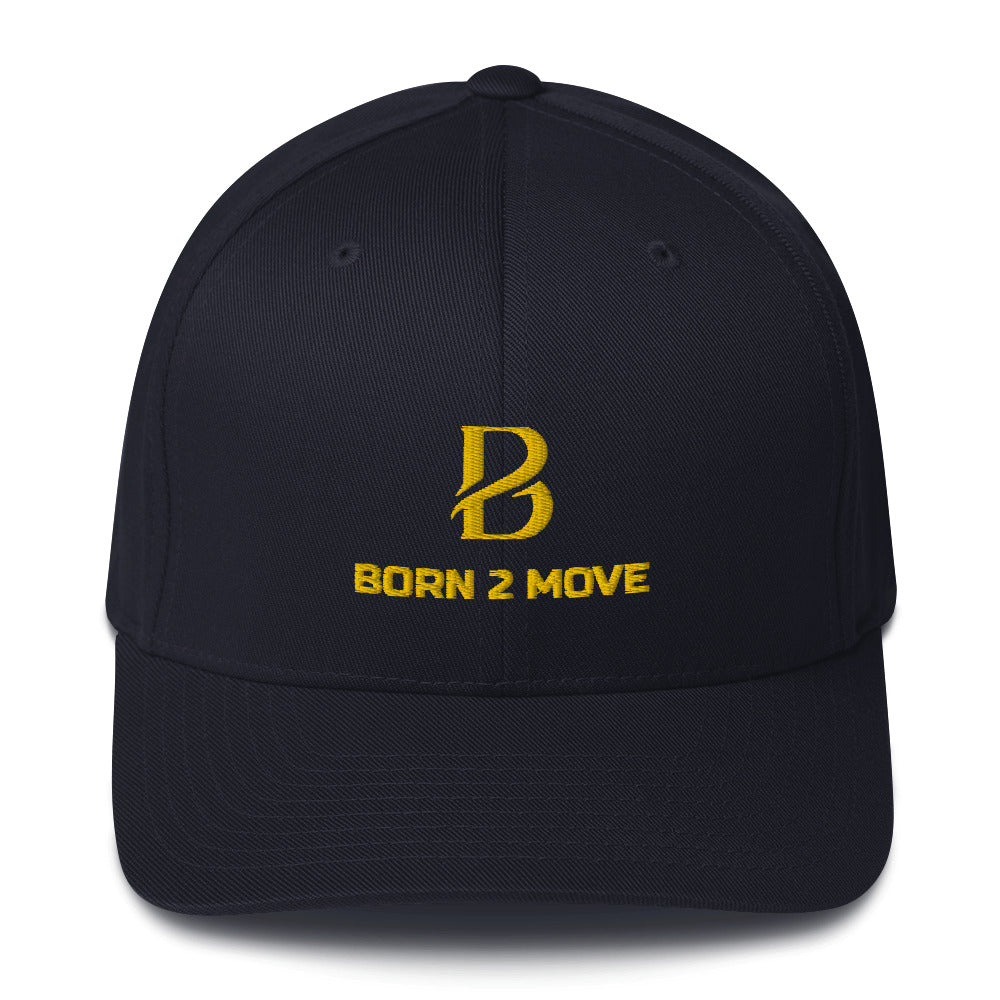 Yellow Logo "Born 2 Move" & "B" Structured Twill Cap