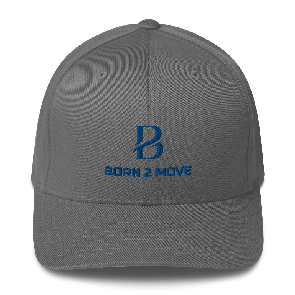 Blue Logo "Born 2 Move" & "B" Structured Twill Cap