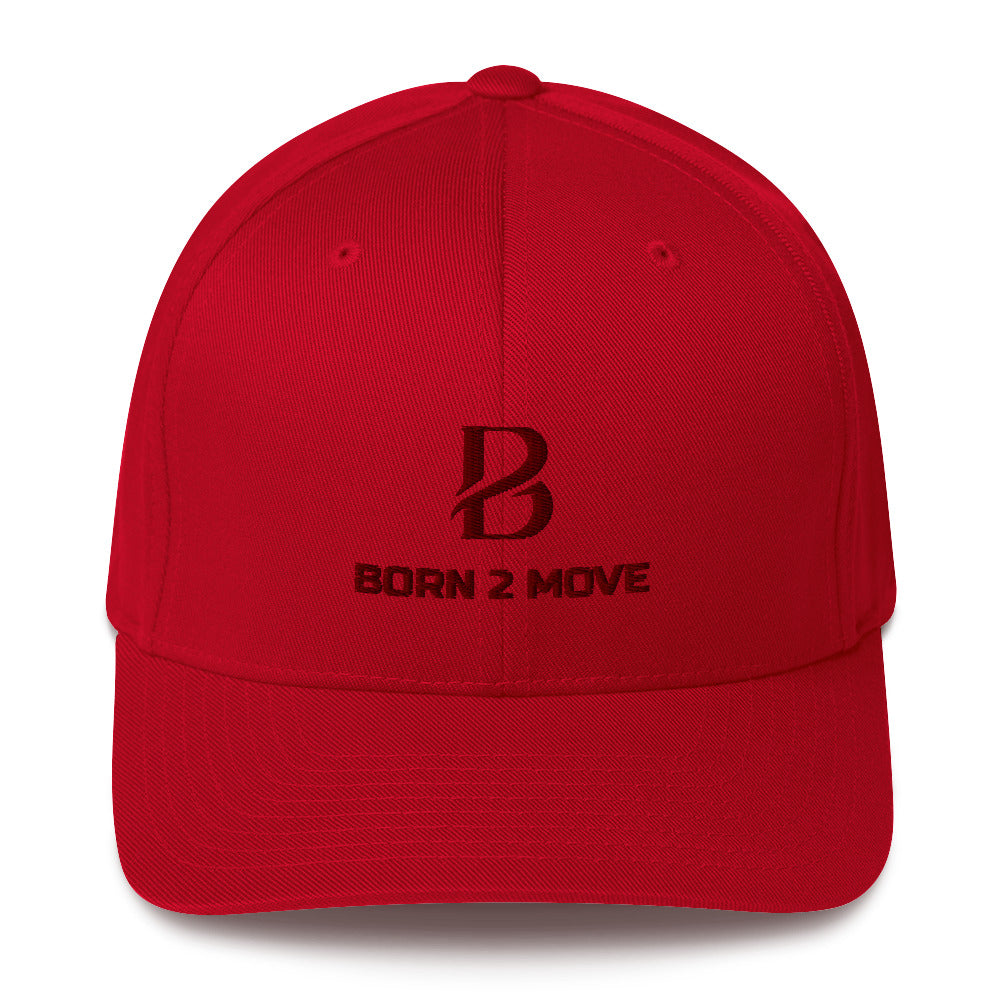 Maroon Logo "Born 2 Move" & "B" Structured Twill Cap