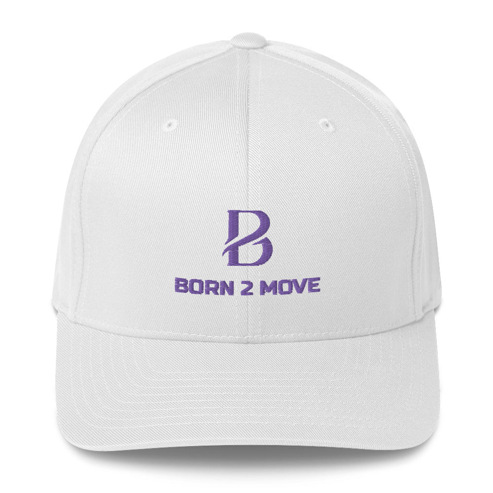 Purple Logo "Born 2 Move" & "B" Structured Twill Cap