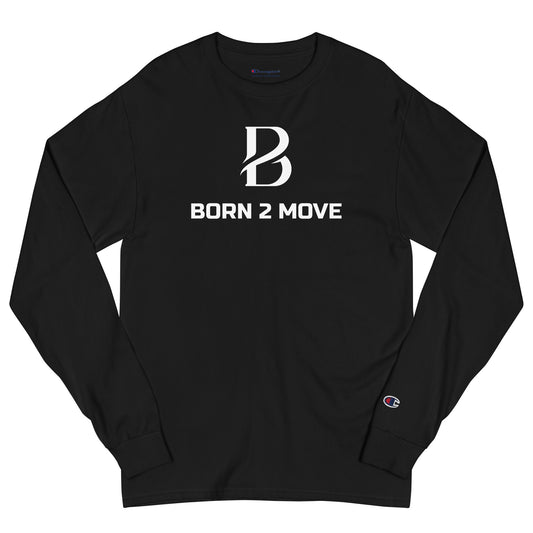White Logo "Born 2 Move" & "B"  Men's Champion Long Sleeve Shirt