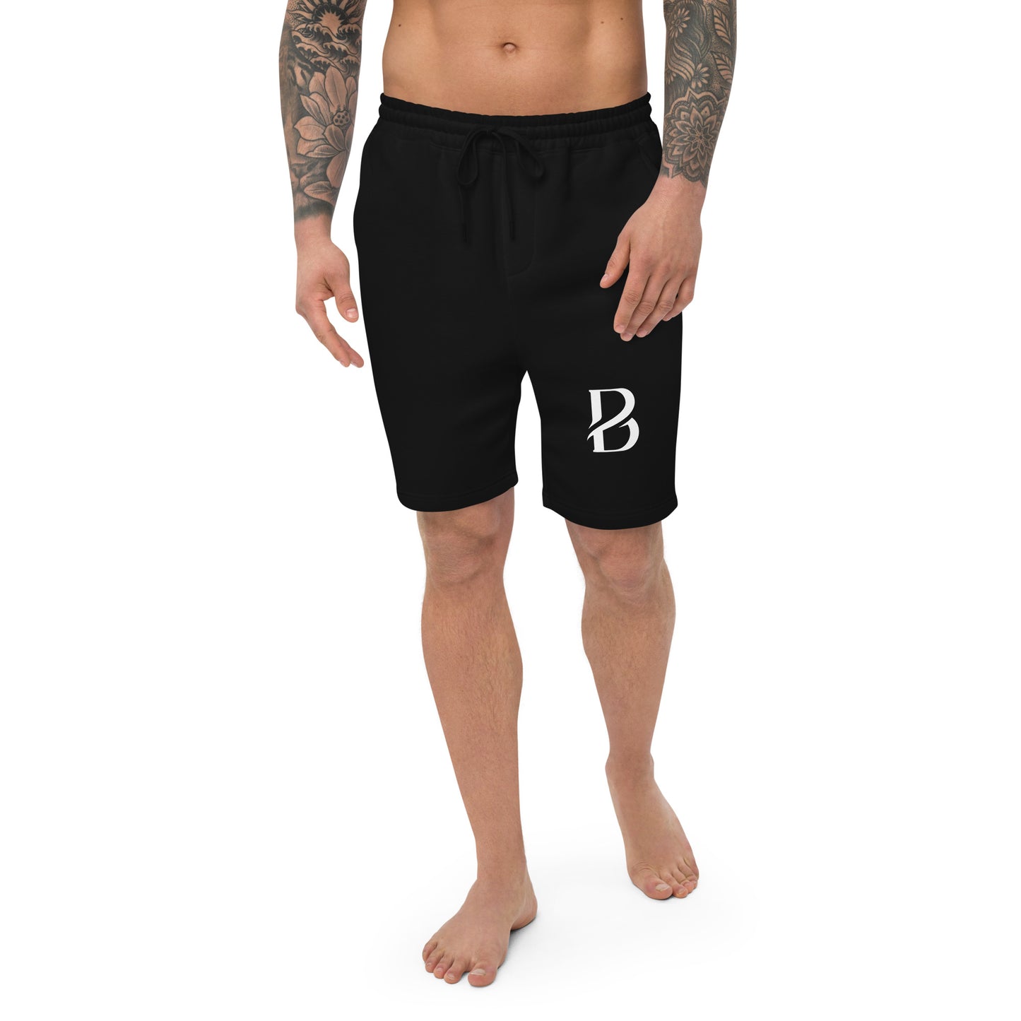 White Logo Born 2 Move "B" Men's Fleece Shorts