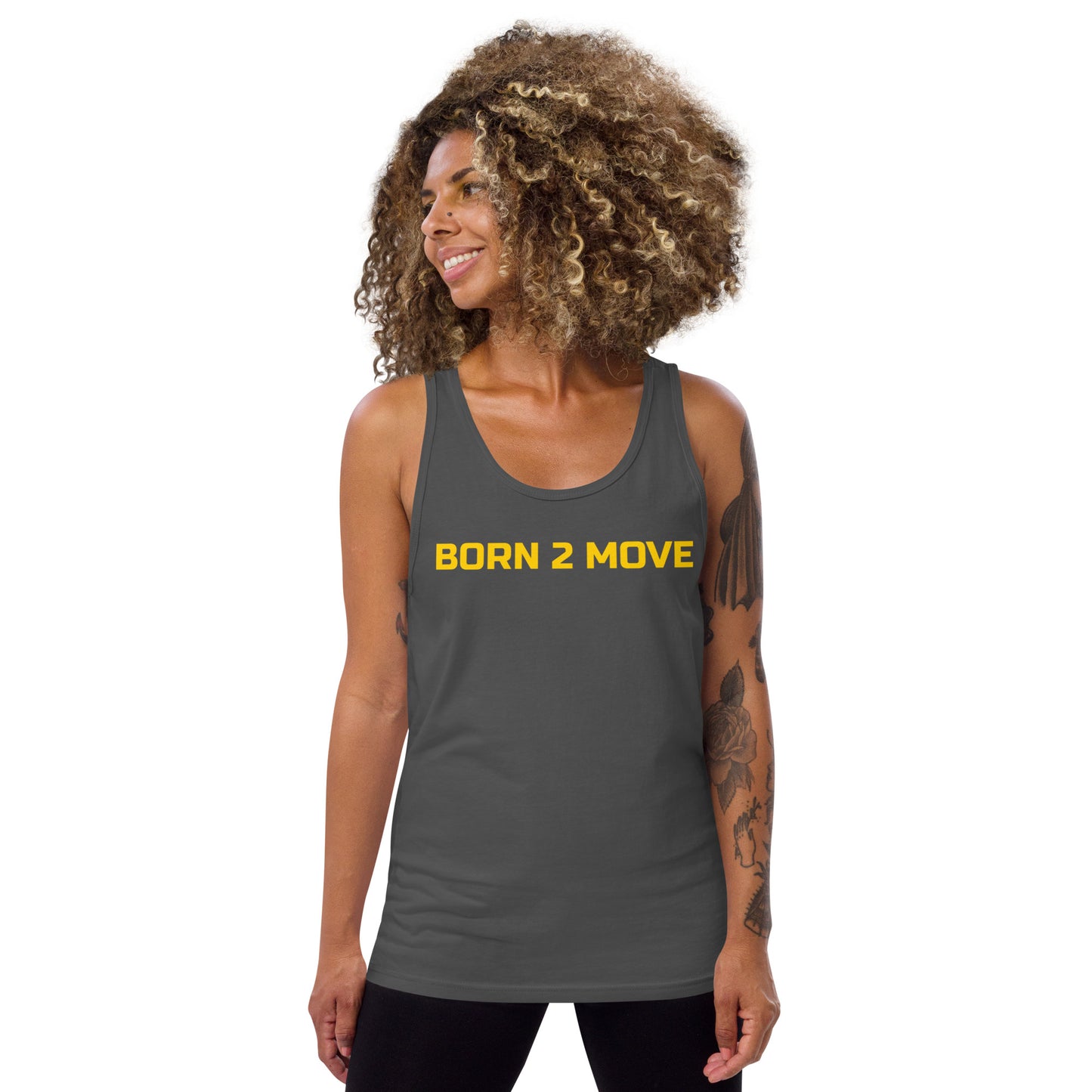 Yellow Logo "Born 2 Move" & "B" Tank Top