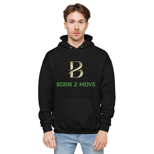 Green and Gold Logo "Born 2 Move" Fitted Hoodie
