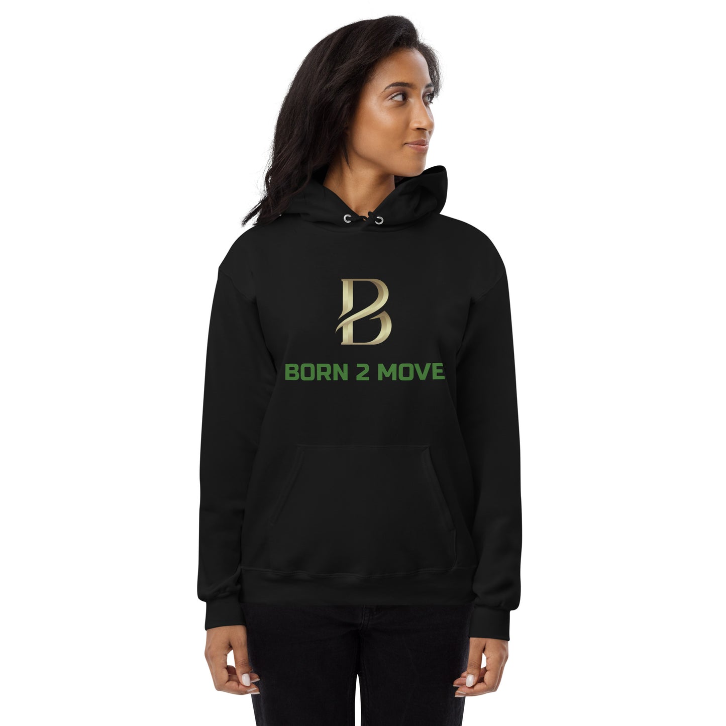 Gold Logo "Born 2 Move" Fitted Hoodie
