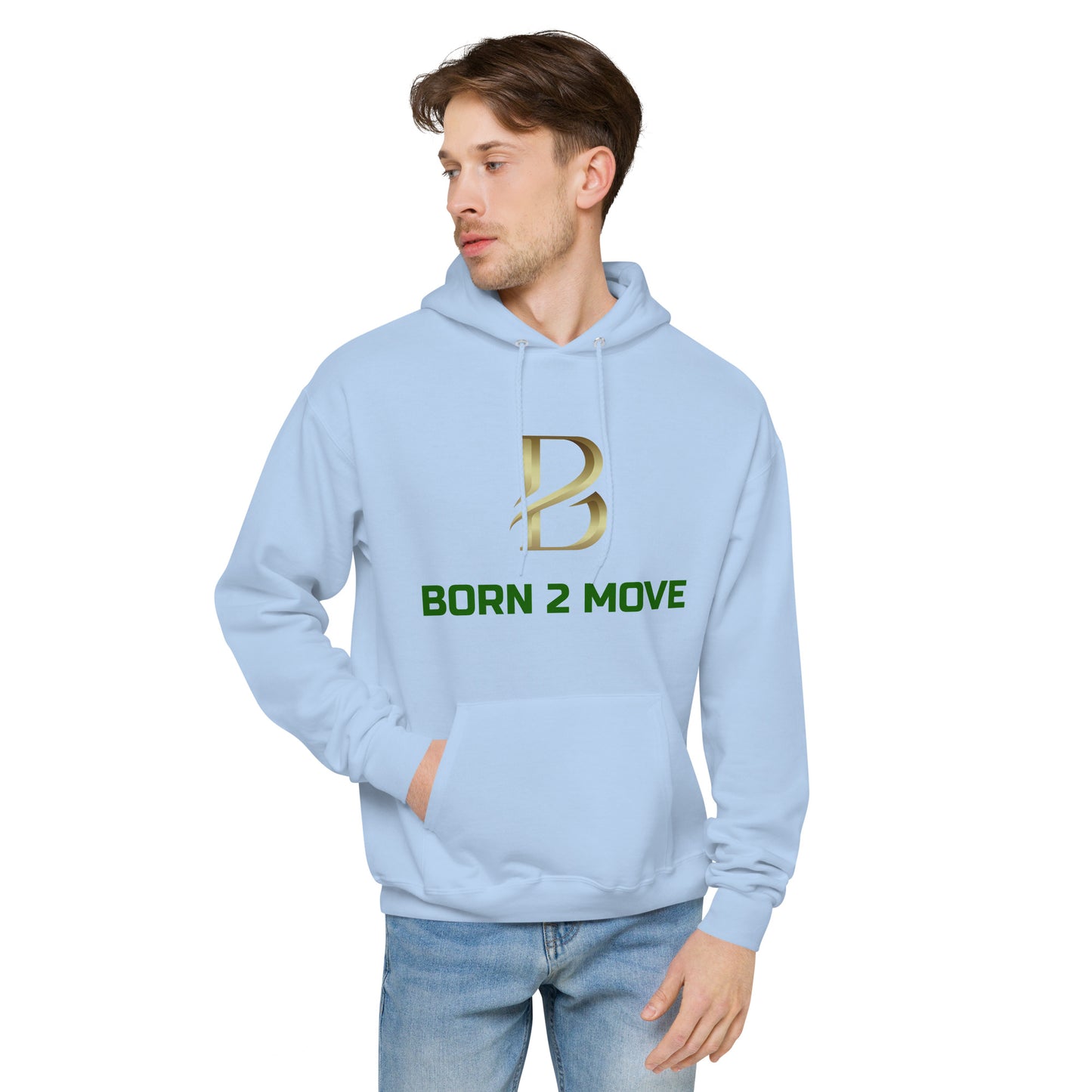 Green and Gold Logo "Born 2 Move" Fitted Hoodie