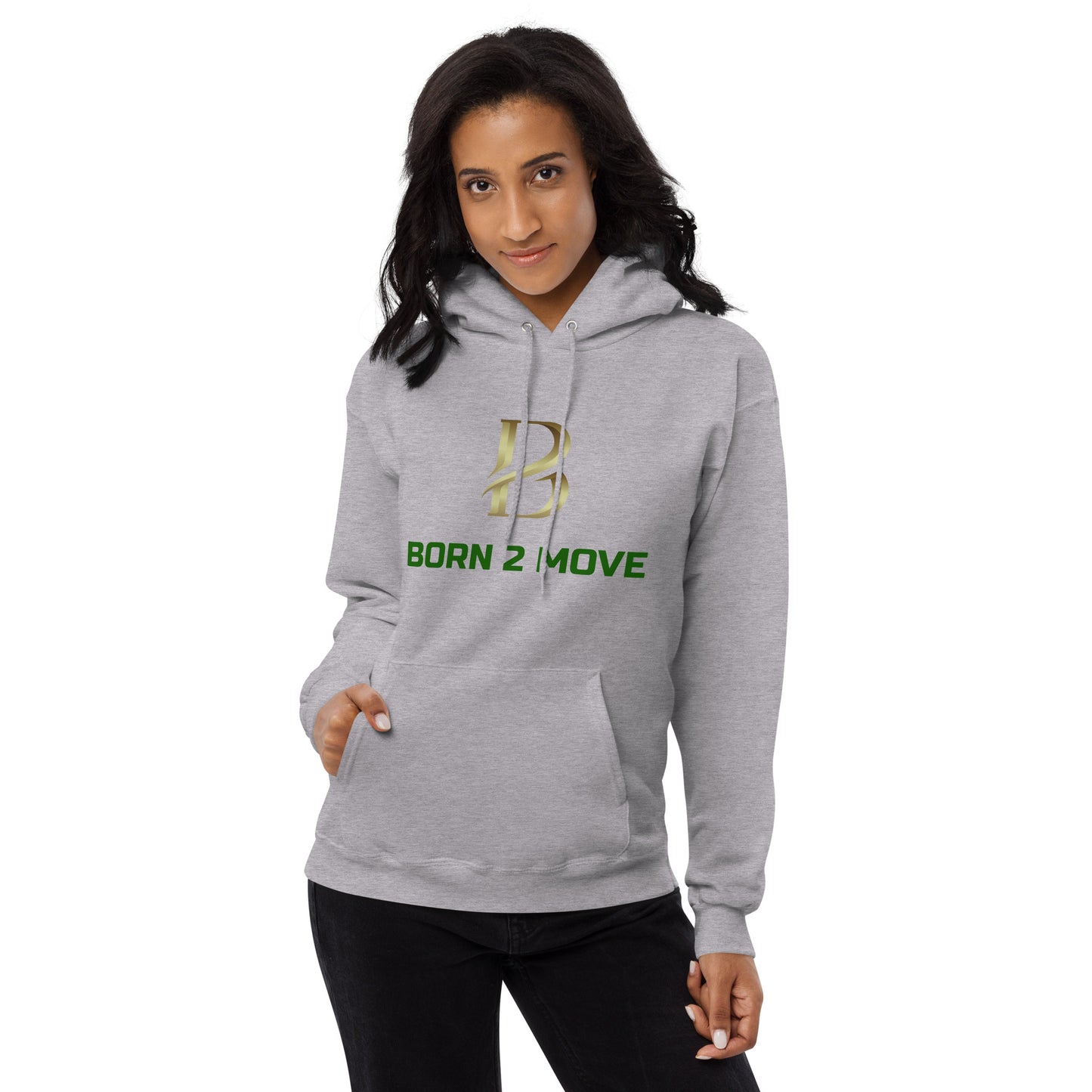 Gold Logo "Born 2 Move" Fitted Hoodie