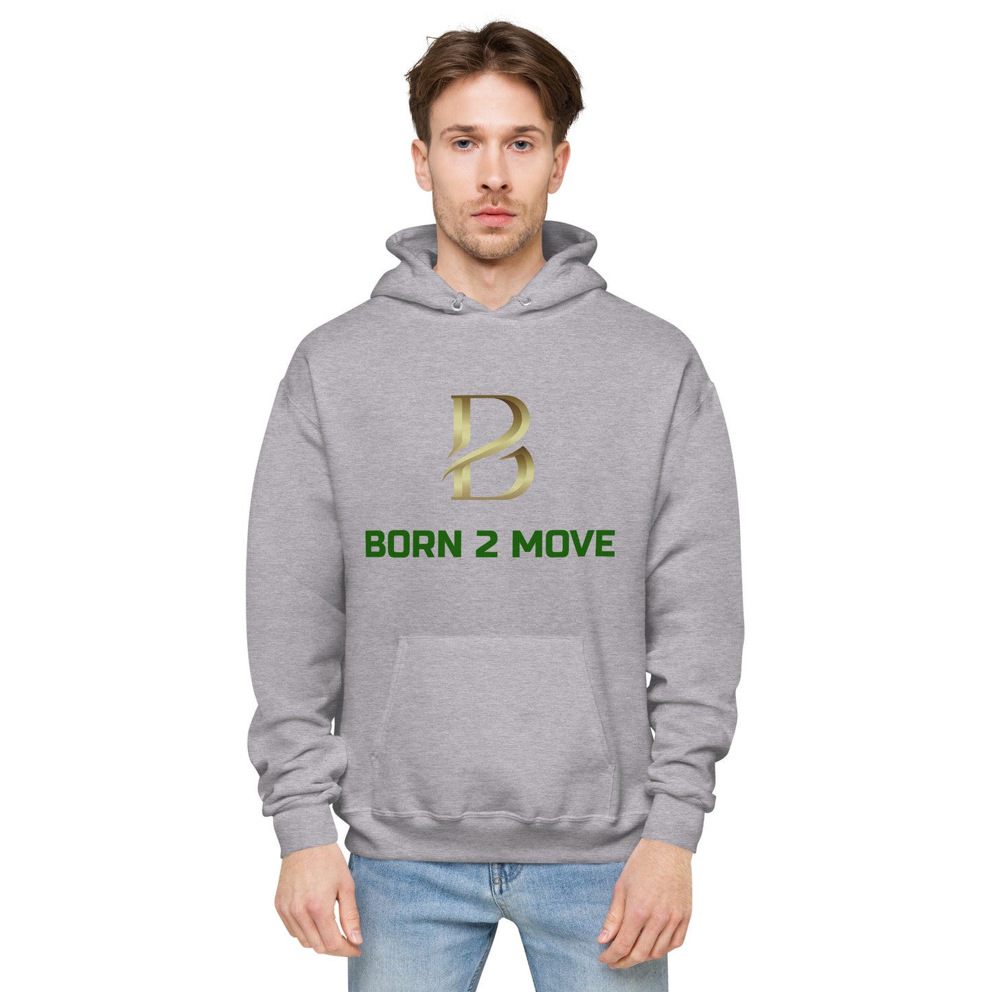 Green and Gold Logo "Born 2 Move" Fitted Hoodie