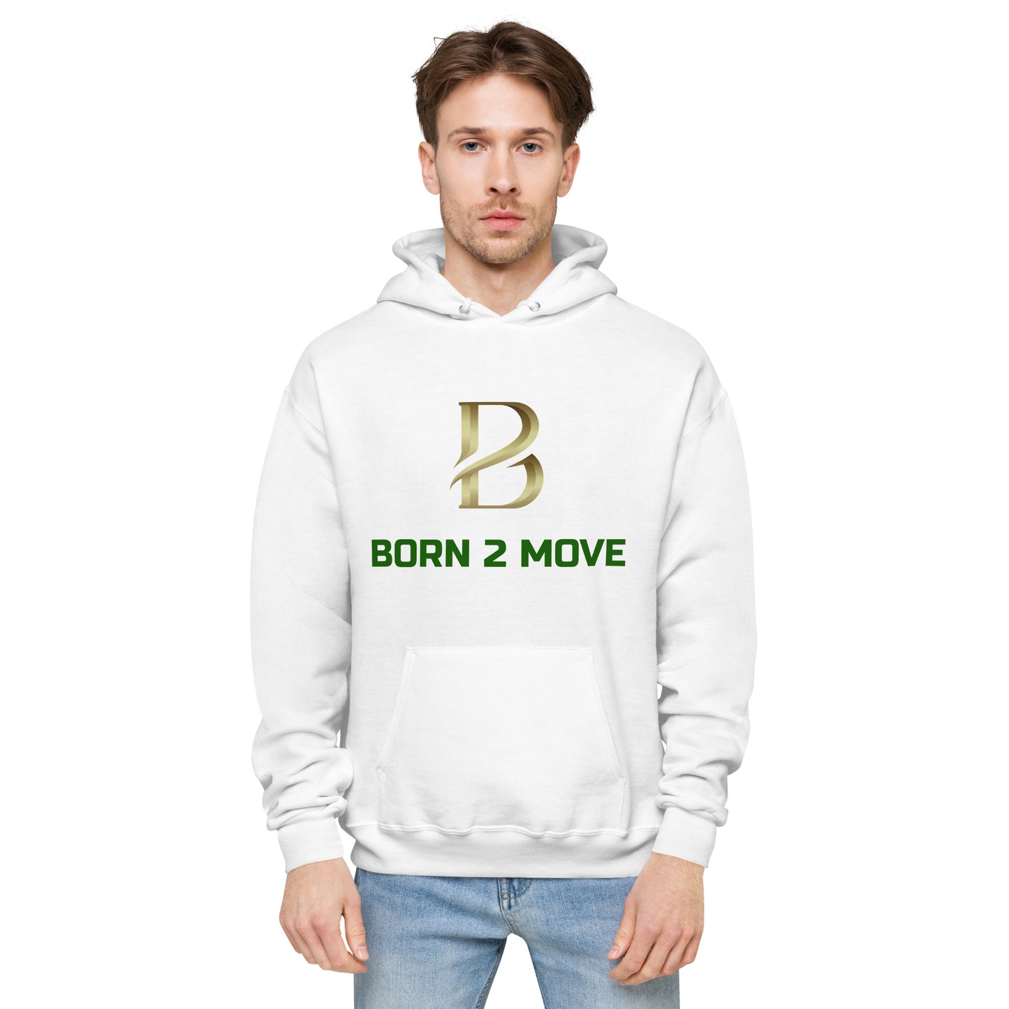 Green and Gold Logo "Born 2 Move" Fitted Hoodie