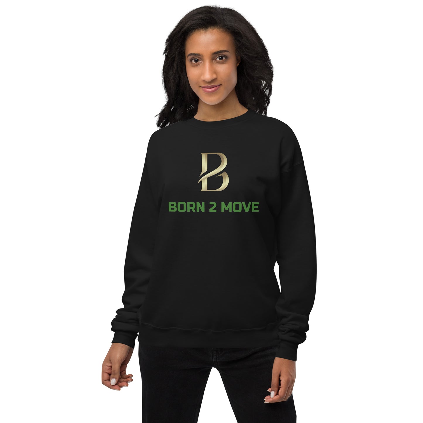 Gold Logo "Born 2 Move" fleece sweatshirt