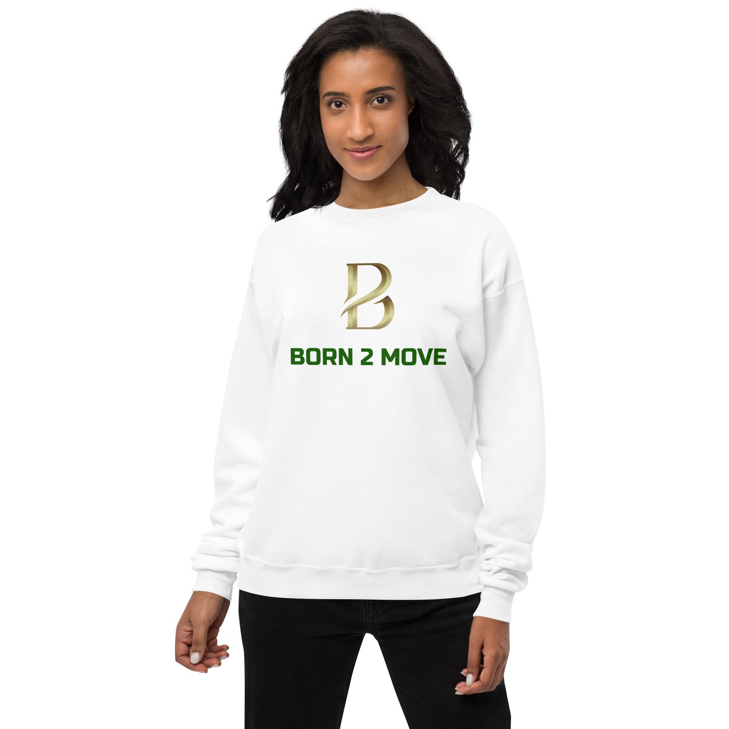 Gold Logo "Born 2 Move" fleece sweatshirt