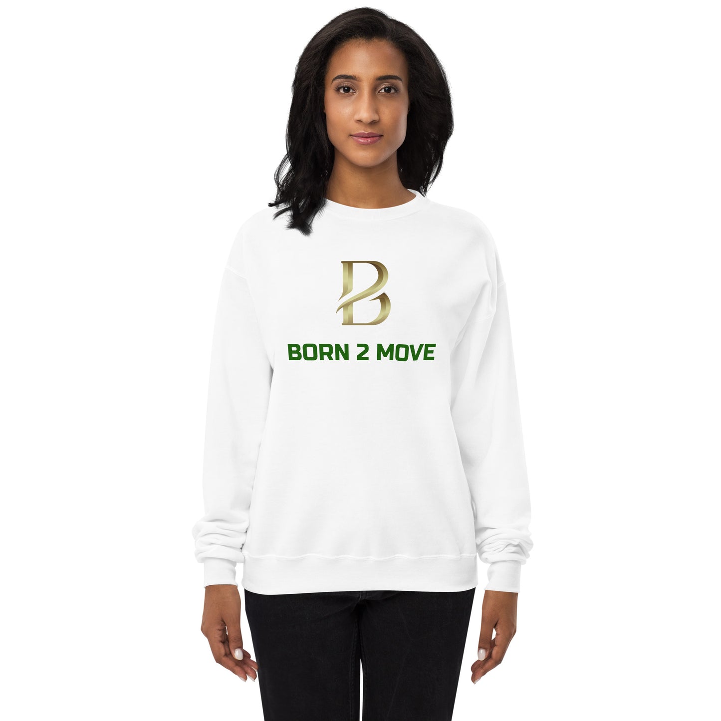 Gold Logo "Born 2 Move" fleece sweatshirt