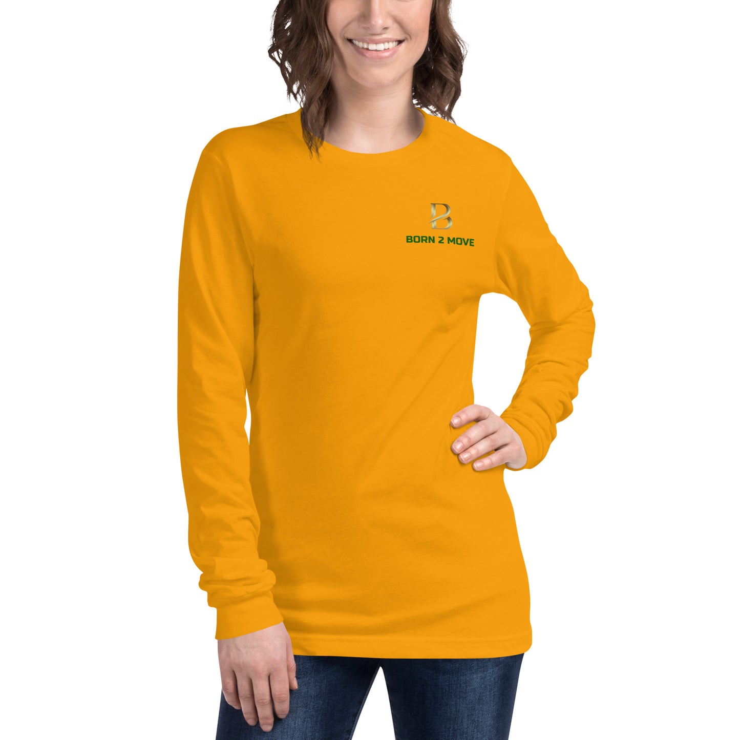 Premium Yellow Logo "Born 2 Move" long sleeve shirt