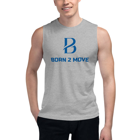 Blue Logo "Born 2 Move" Muscle Shirt