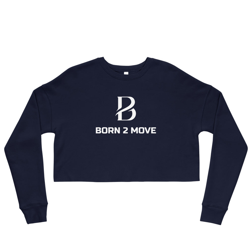 White Logo "Born 2 Move" Crop Sweatshirt
