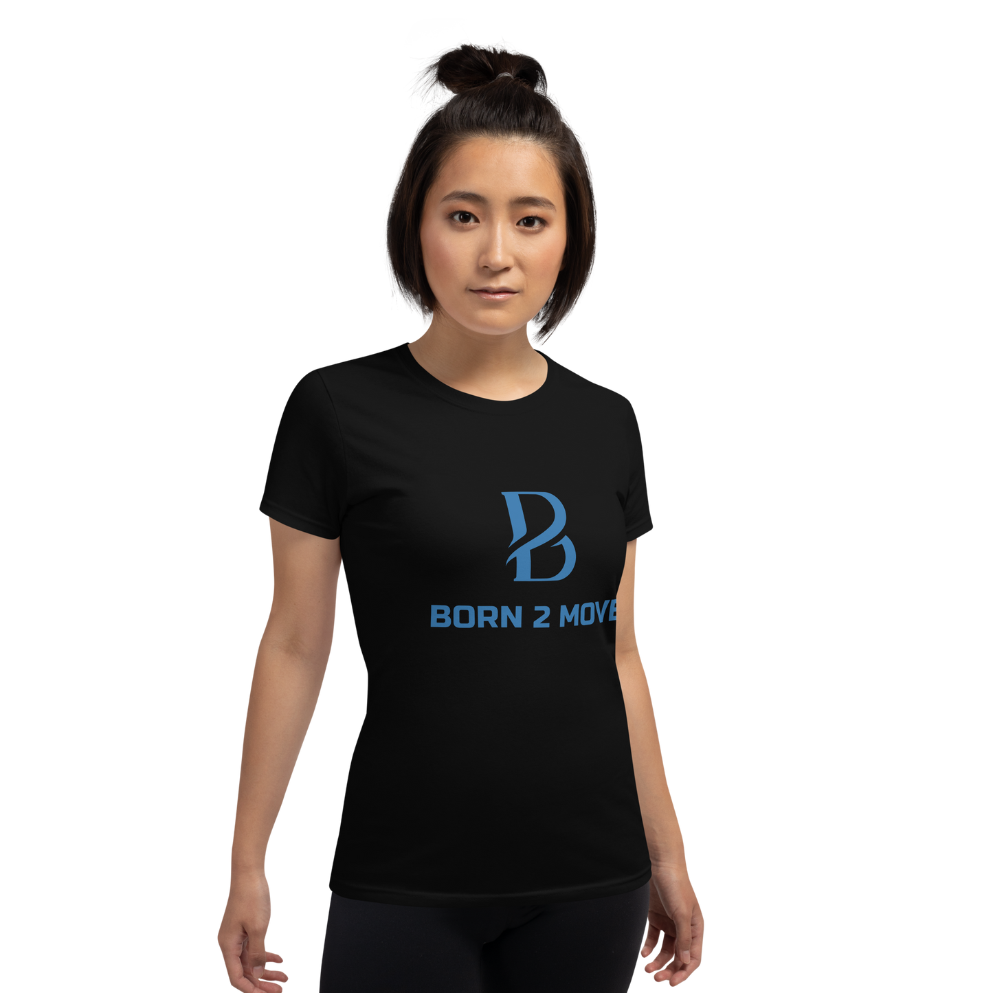 Blue Logo "Born 2 Move" Women's Short Sleeve T-Shirt