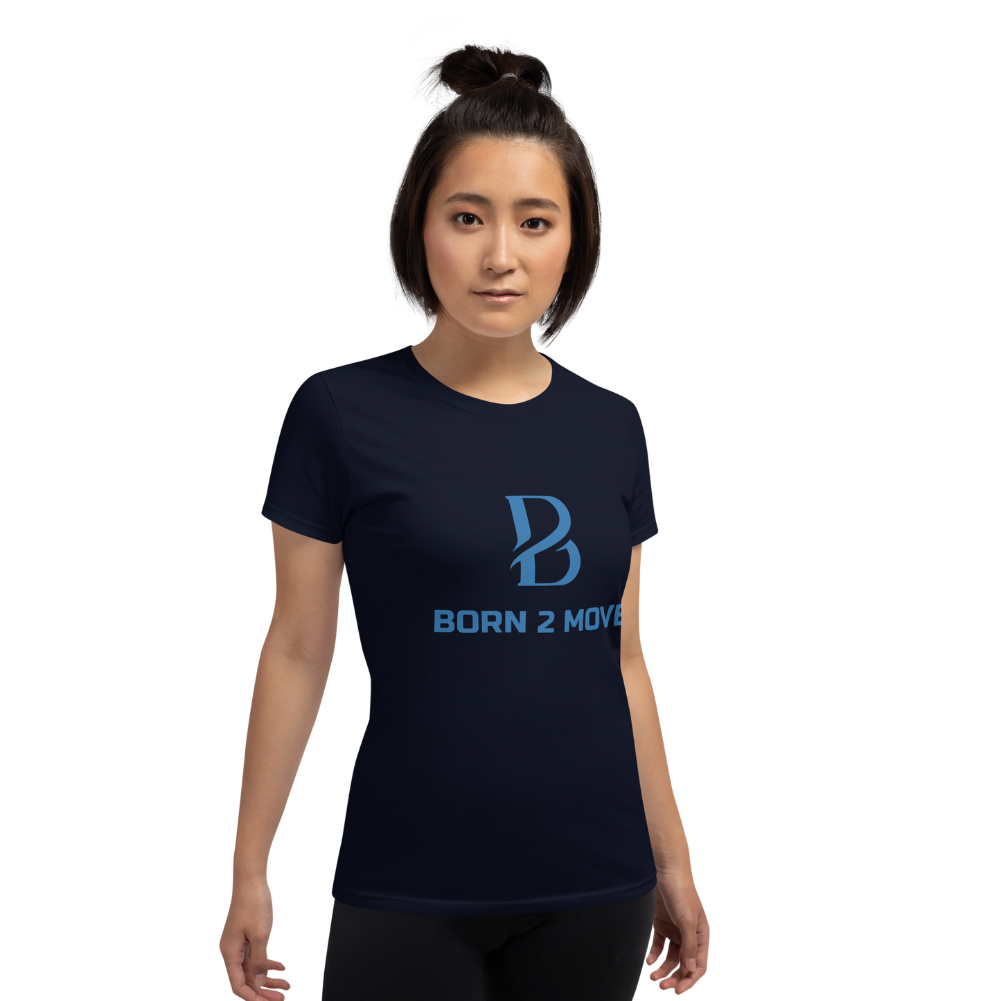 Blue Logo "Born 2 Move" Women's Short Sleeve T-Shirt
