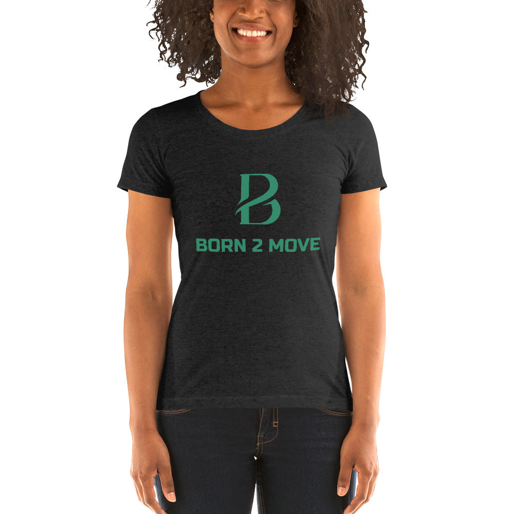 Green Logo "Born 2 Move" Ladies' short sleeve t-shirt